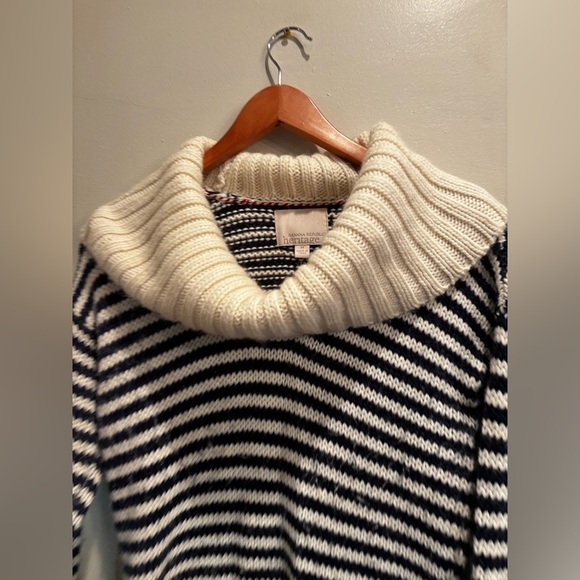 Banana Republic neck and Cream Striped cowl neck Sweater wool cabin core - Picture 3 of 12